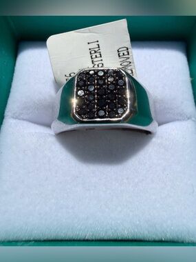 WT $720 EFFY 925 STERLING SILVER ,BLACK SPINEL men’s  ring